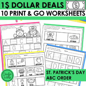 St. Patrick Day ABC Order Worksheet Alphabetical Order Handwriting Practice Pack
