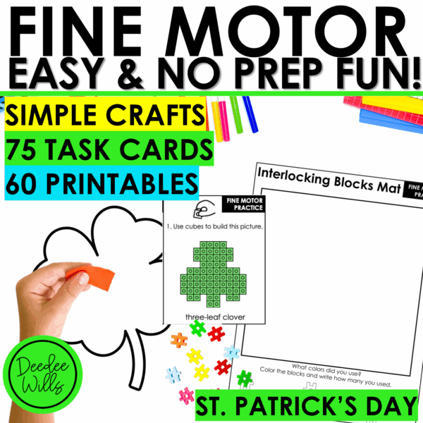 St. Patrick's Day Fine Motor Activities 130+ Hands-On Task Cards & Printables